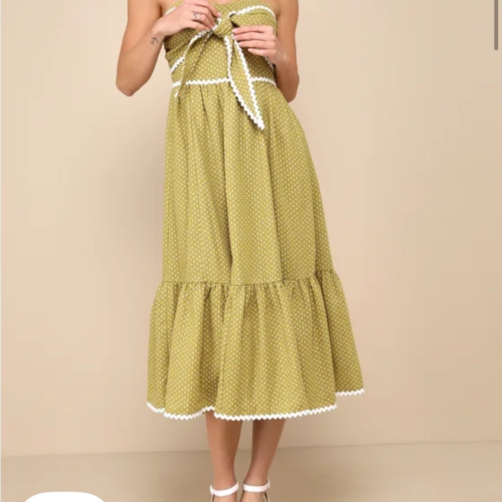 Green Polka Dot Strapless Dress